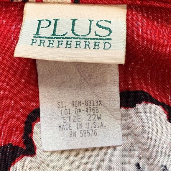 Vintage Plus Preferred Blazer Jacket Red Black Tropical Floral Print Oversized - Picture 7 of 9